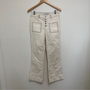 Kerri Rosenthal Cream Denim Crop Flare Jeans Size 28